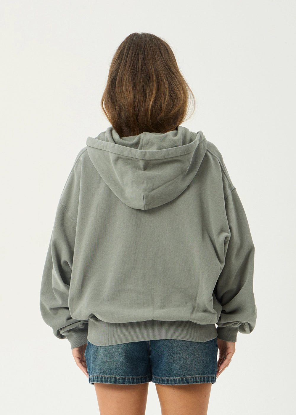 AFENDS Mens Genesis - Boxy Zip Hood - Washed Sycamore
