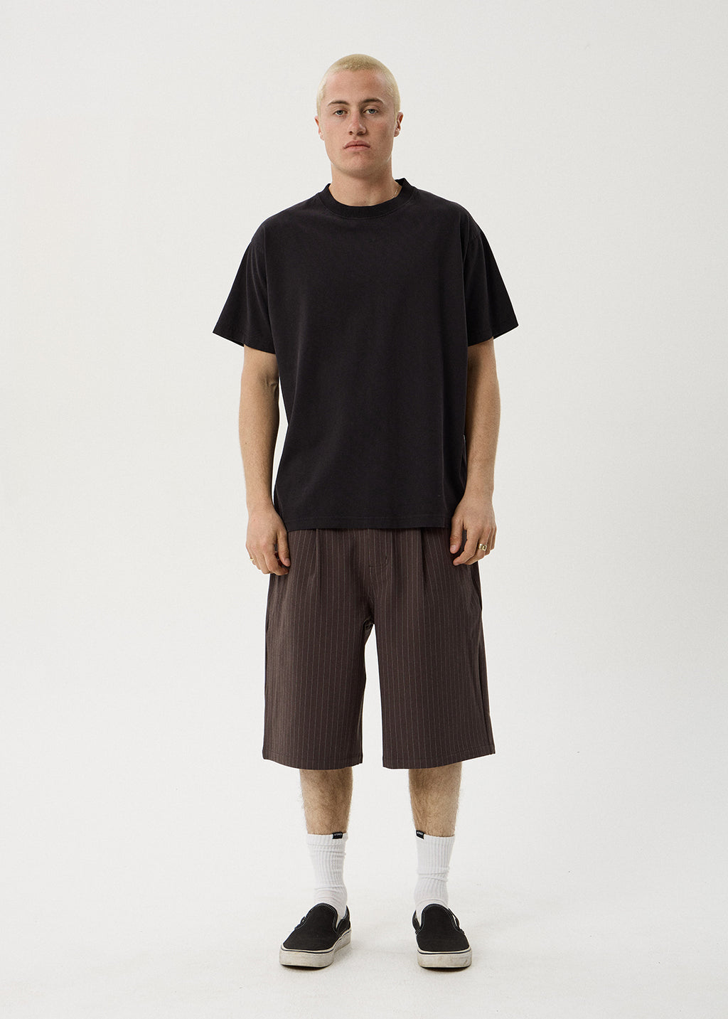AFENDS Business - Baggy Pleated Short 24" - Coffee Stripe