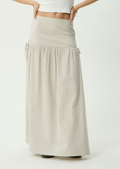 AFENDS Womens Nadia - Maxi Skirt - Reverb Moonbeam Check