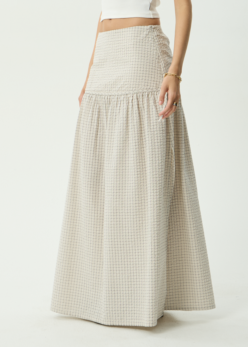 AFENDS Womens Nadia - Maxi Skirt - Reverb Moonbeam Check