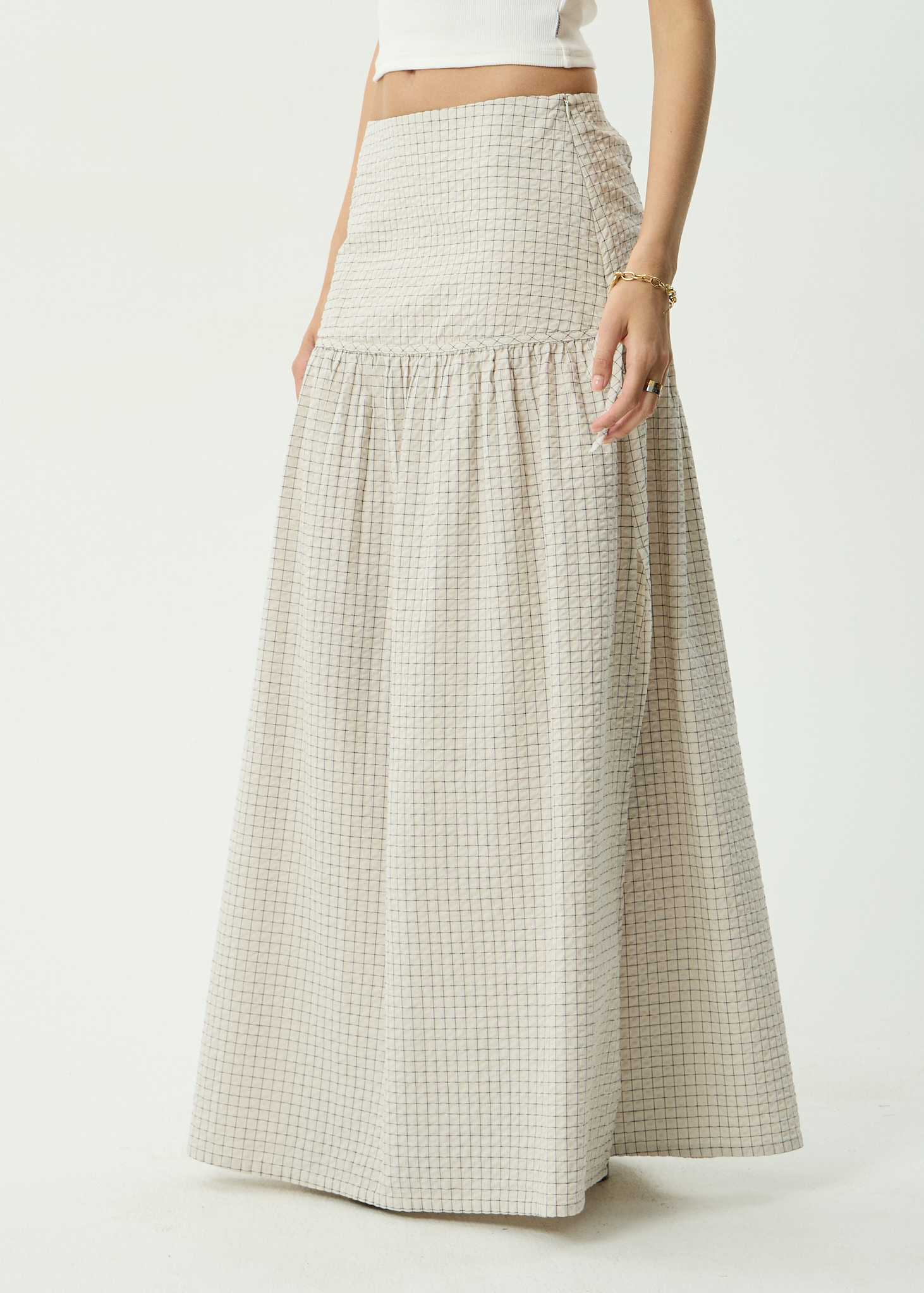 AFENDS Womens Nadia - Maxi Skirt - Reverb Moonbeam Check