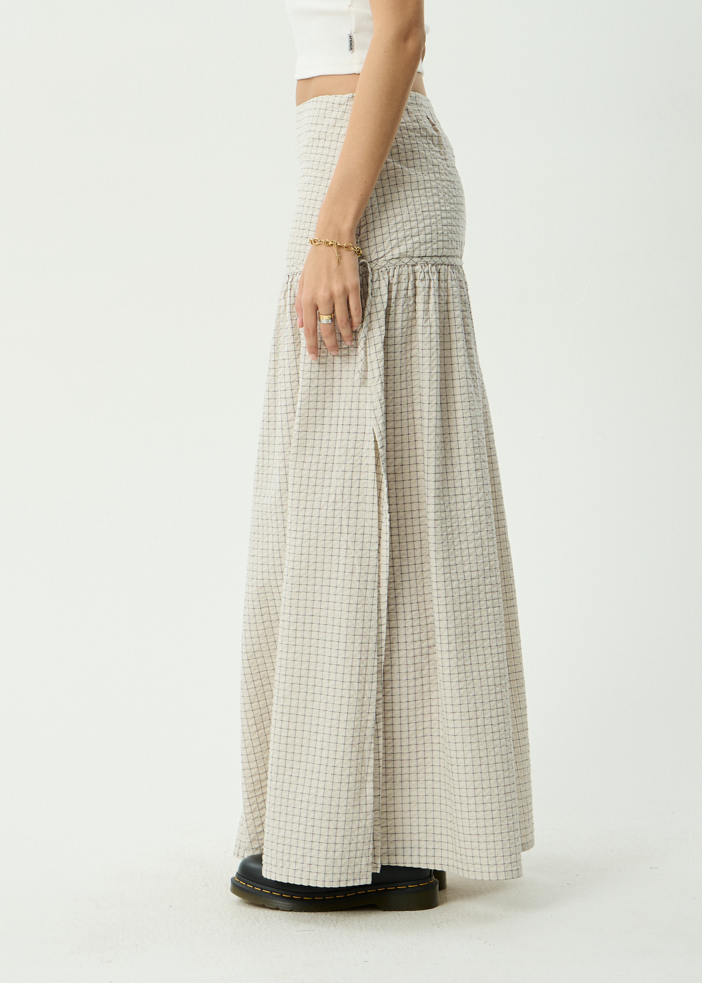 AFENDS Womens Nadia - Maxi Skirt - Reverb Moonbeam Check