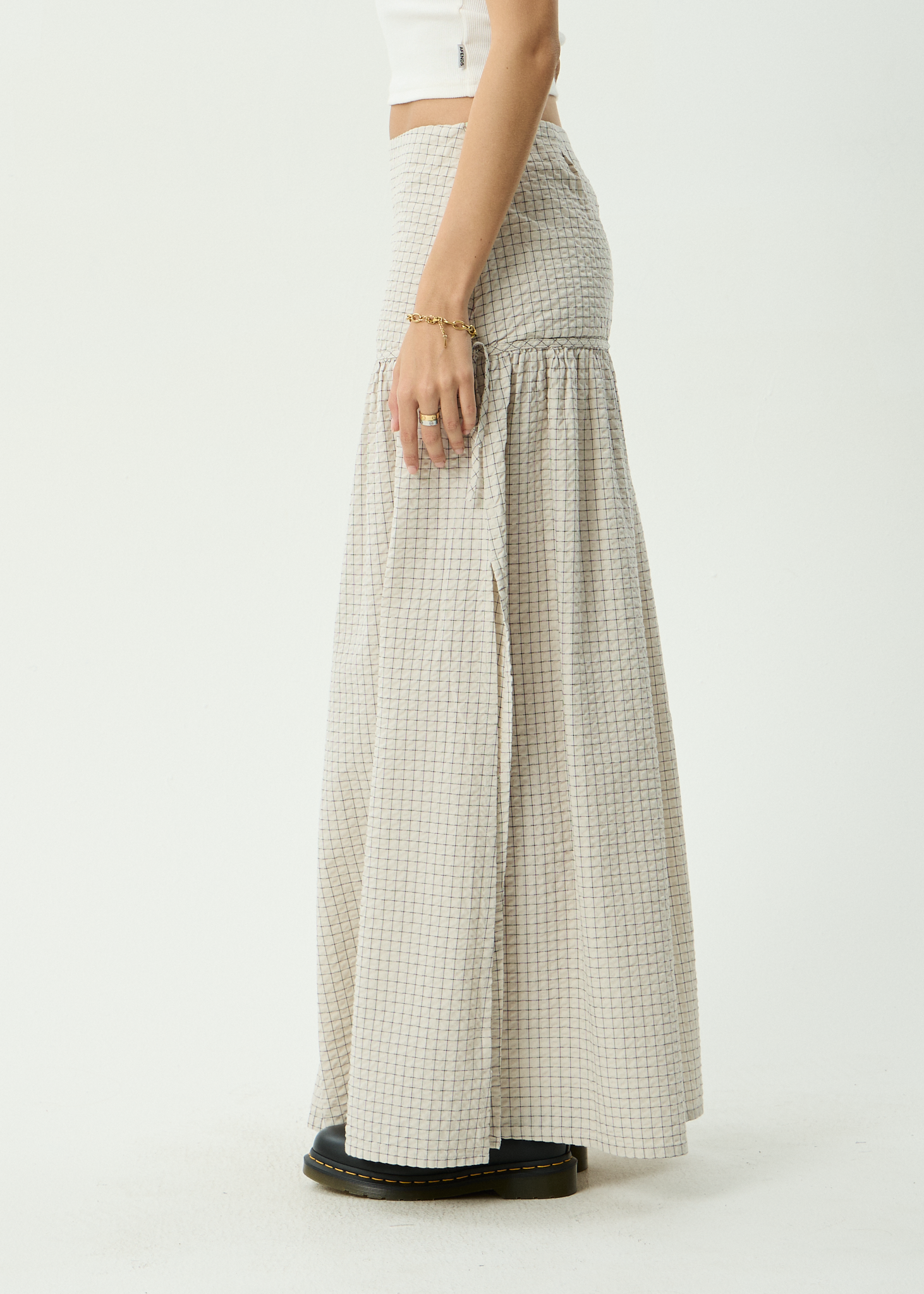 AFENDS Womens Nadia - Maxi Skirt - Reverb Moonbeam Check