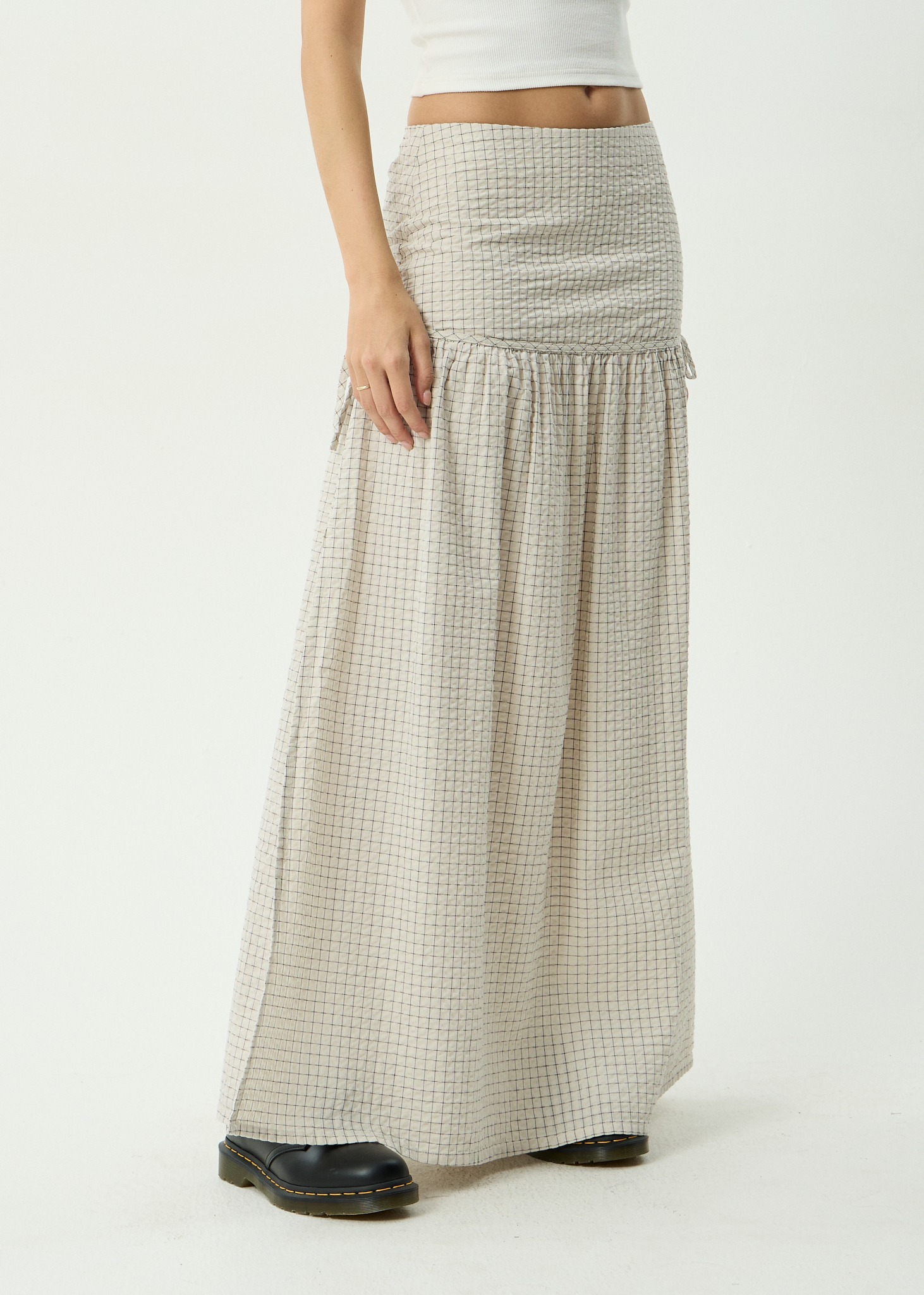 AFENDS Womens Nadia - Maxi Skirt - Reverb Moonbeam Check