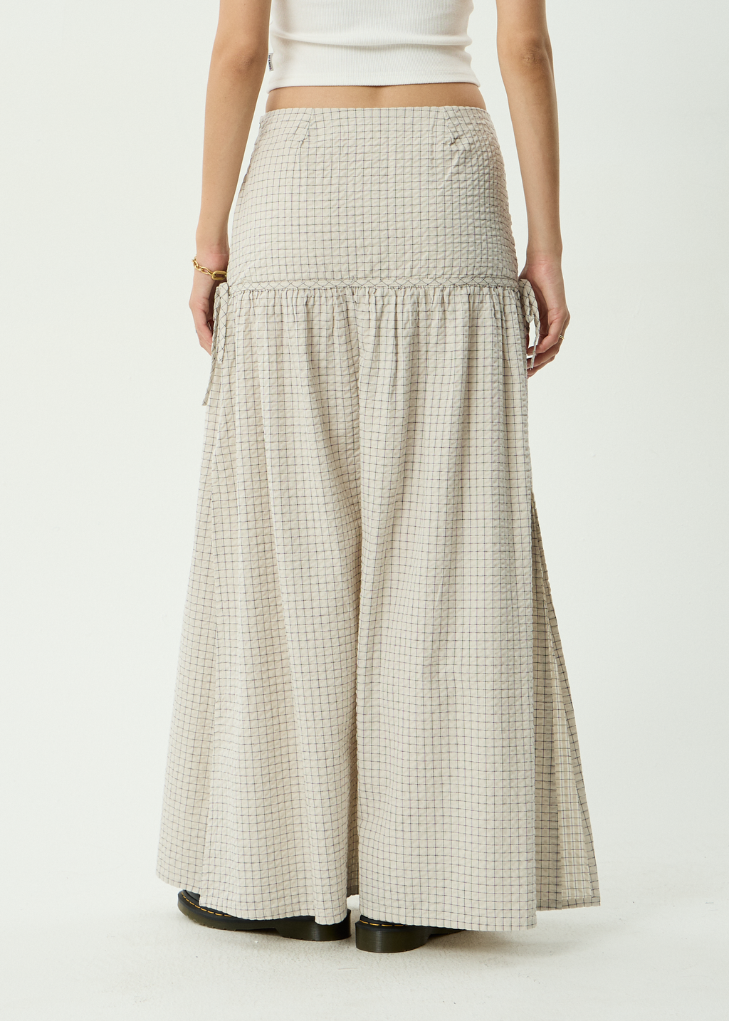 AFENDS Womens Nadia - Maxi Skirt - Reverb Moonbeam Check