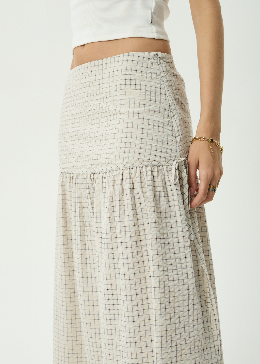AFENDS Womens Nadia - Maxi Skirt - Reverb Moonbeam Check