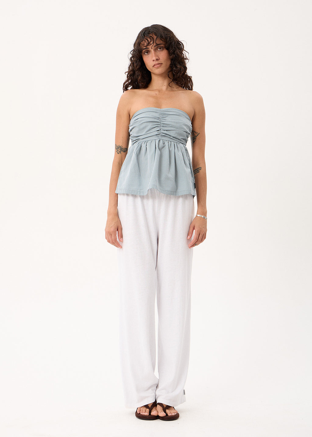 AFENDS Juni - Strapless Top - Teal Stripe