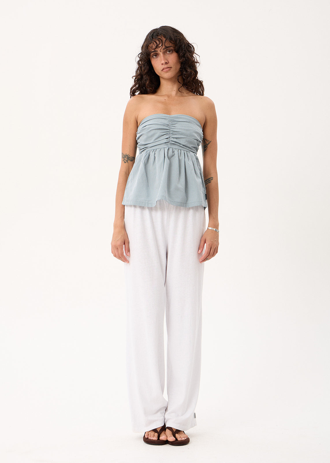 AFENDS Juni - Strapless Top - Teal Stripe