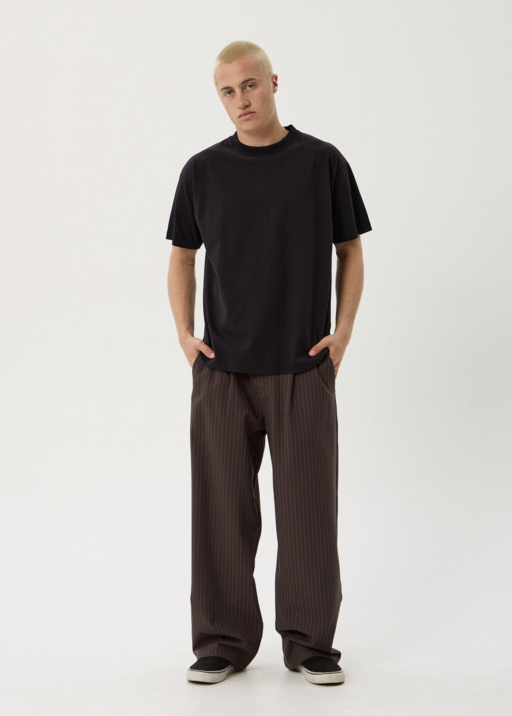 AFENDS Business - Pleated Pants - Coffee Stripe
