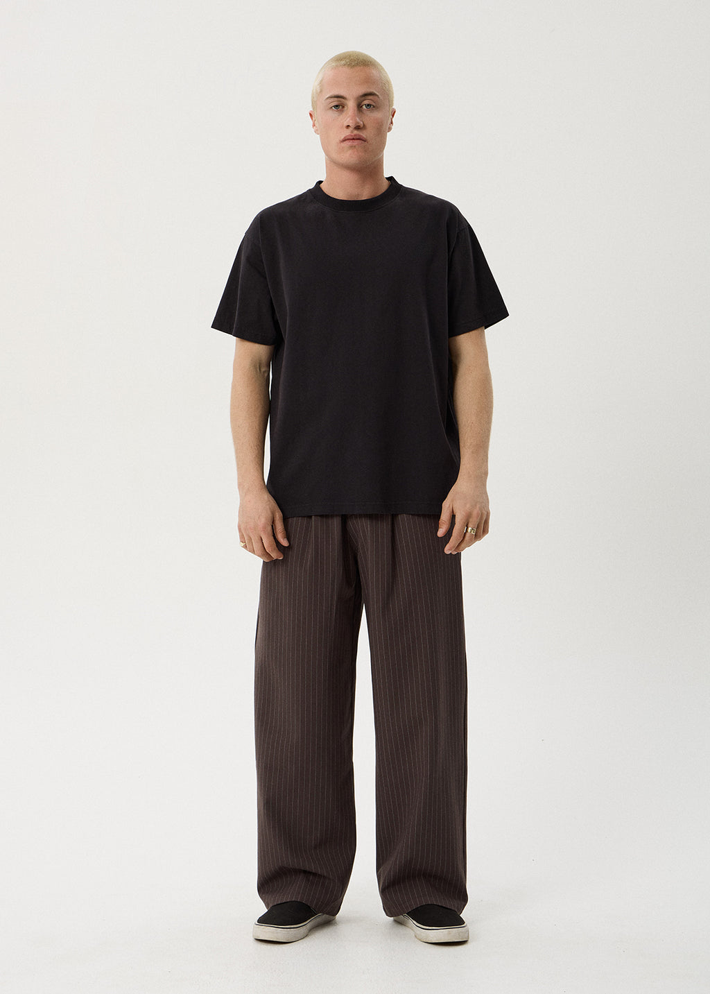 AFENDS Business - Pleated Pants - Coffee Stripe