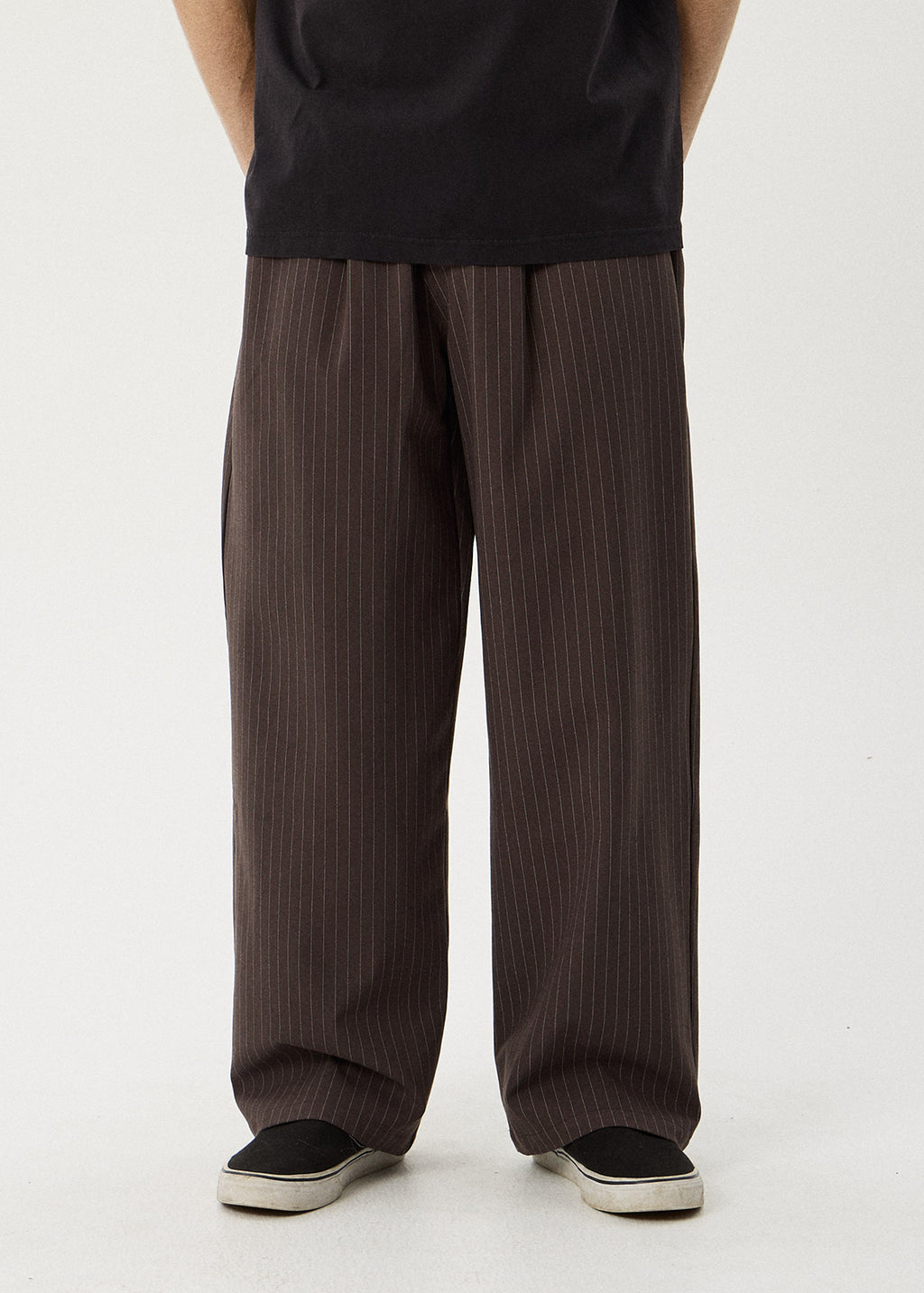 AFENDS Business - Pleated Pants - Coffee Stripe