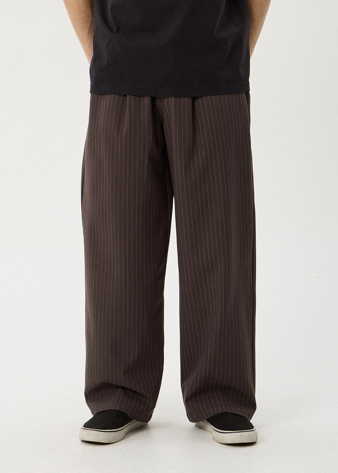 AFENDS Business - Pleated Pants - Coffee Stripe