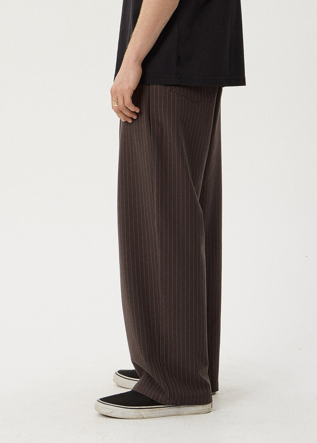 AFENDS Business - Pleated Pants - Coffee Stripe