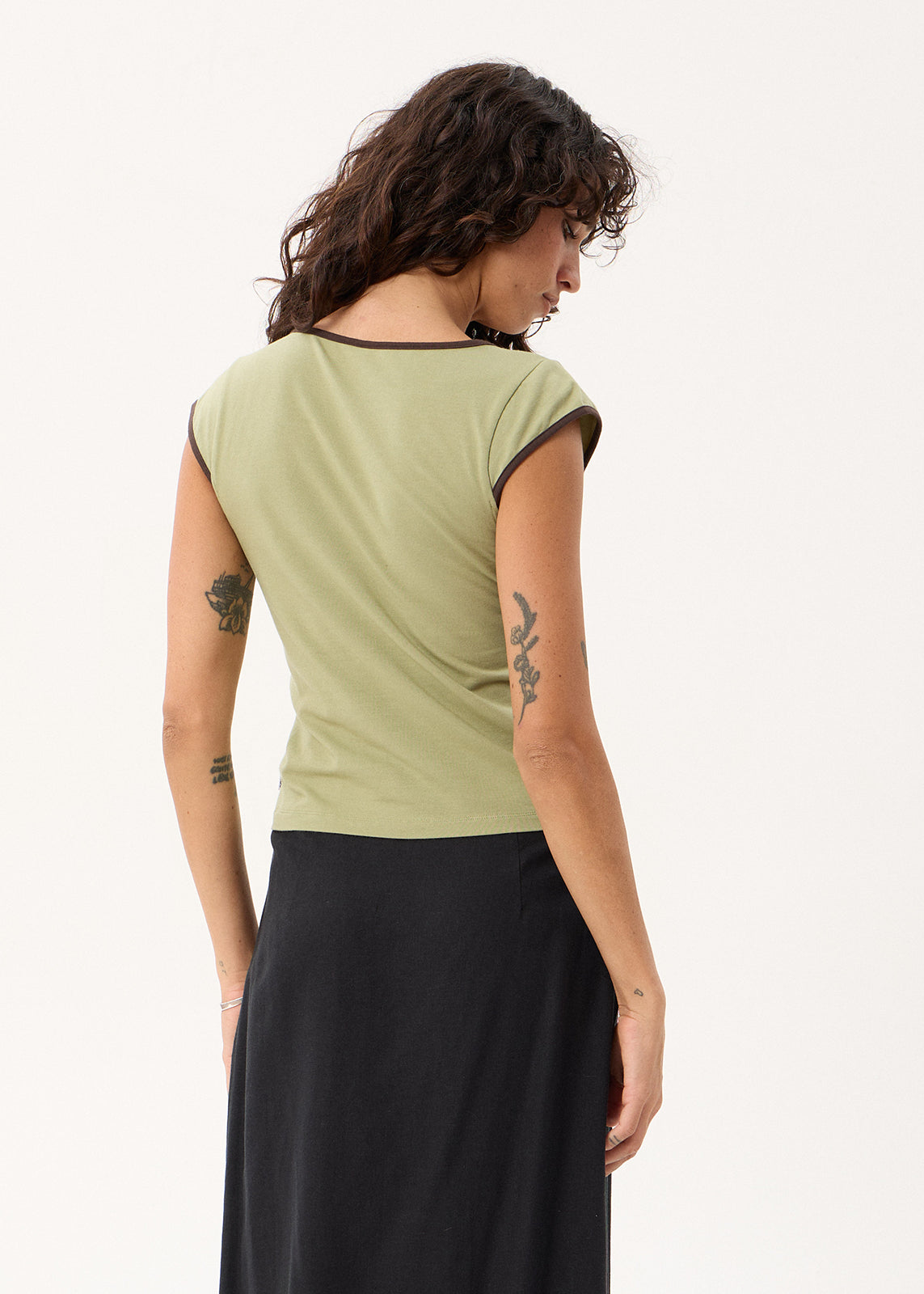 AFENDS Roxane - V-Neck Top - Sage
