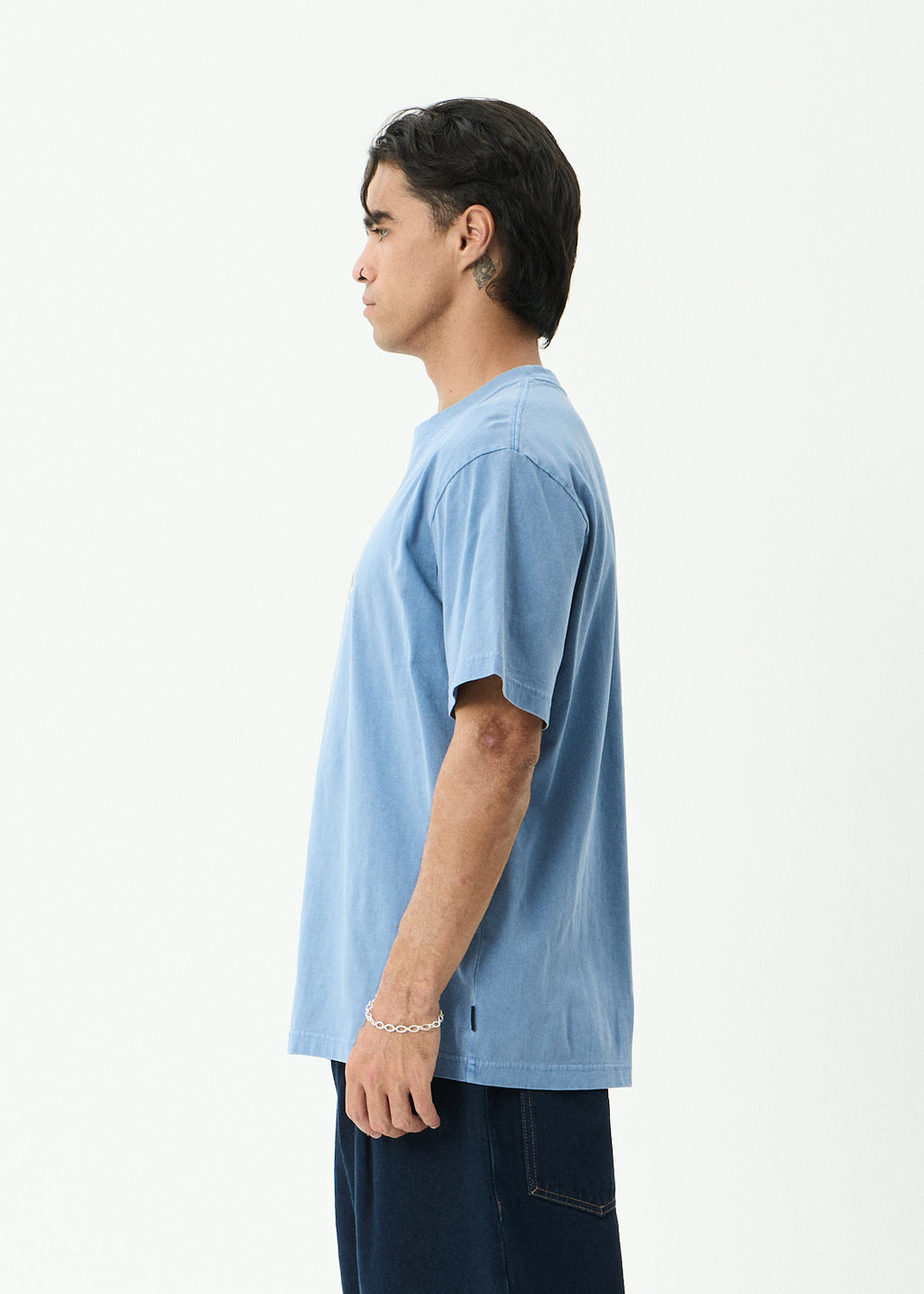AFENDS Destroyed - Retro Tee - Washed Slate Blue