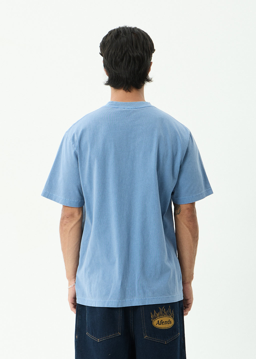 AFENDS Destroyed - Retro Tee - Washed Slate Blue