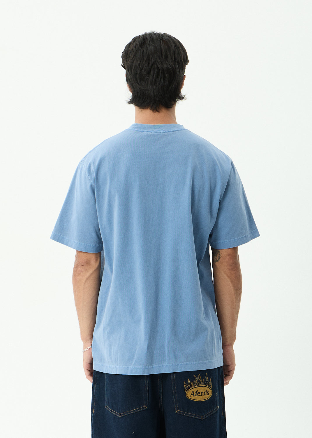 AFENDS Destroyed - Retro Tee - Washed Slate Blue