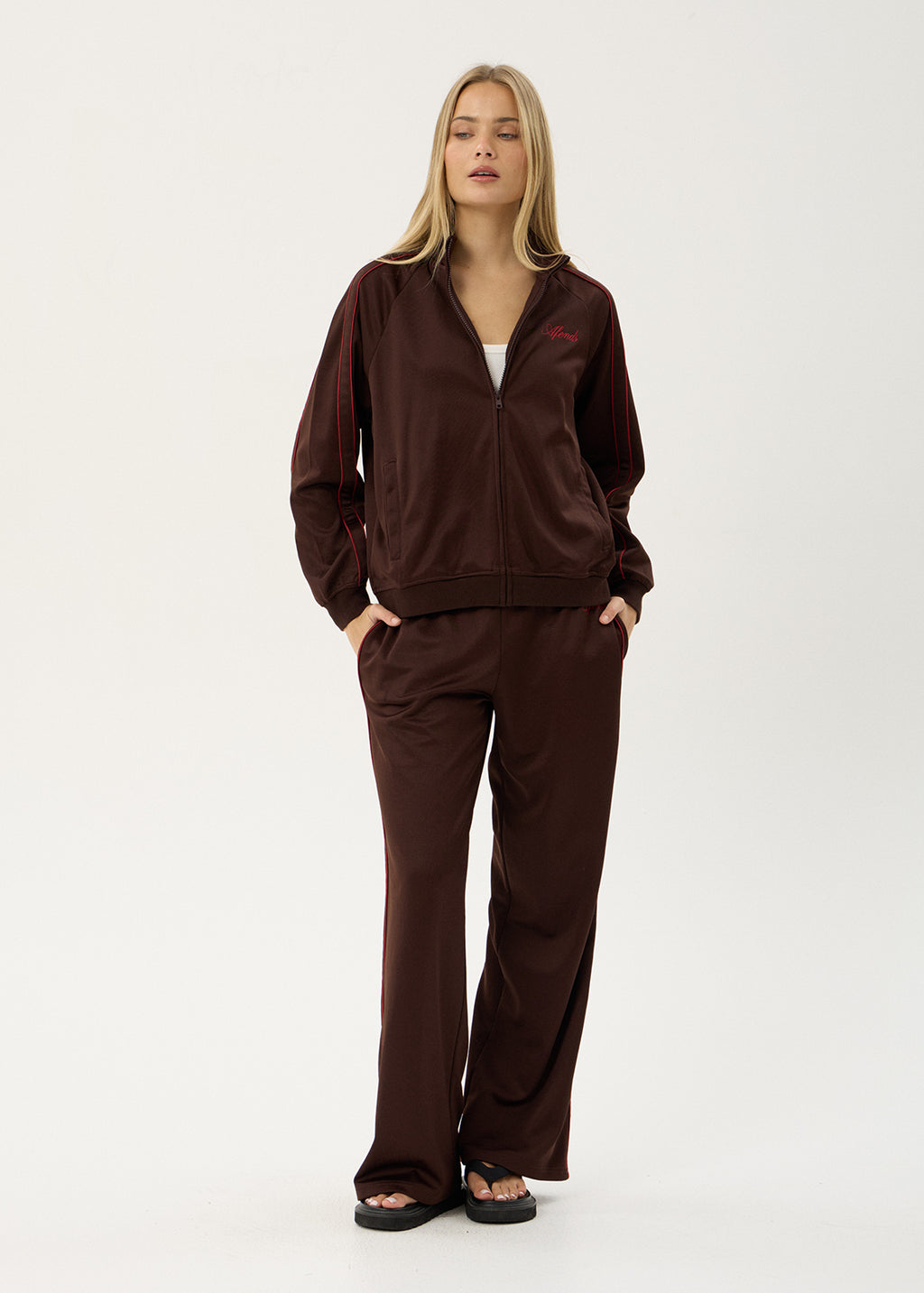 AFENDS Womens Avenue - Track Jacket - Coffee
