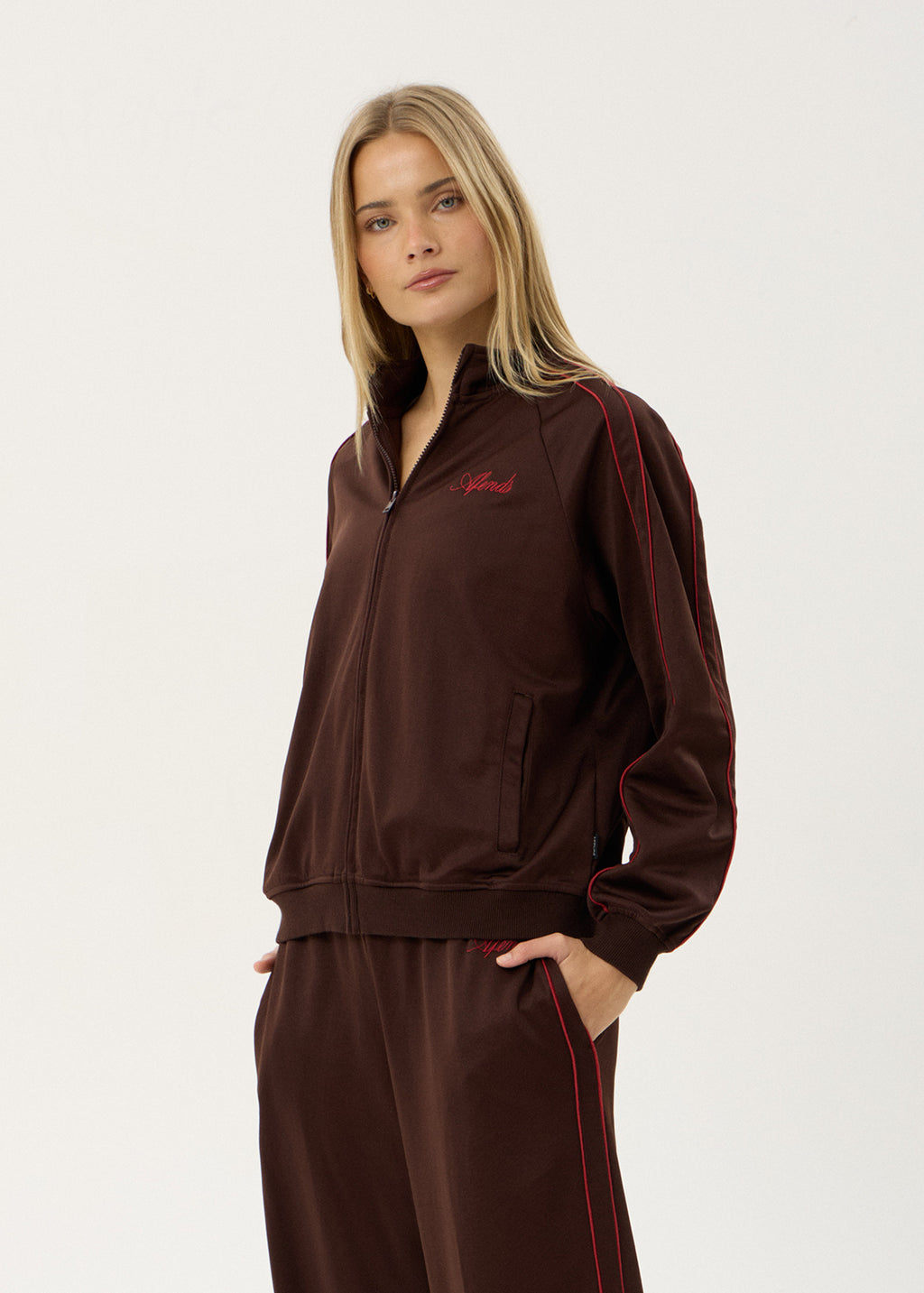 AFENDS Womens Avenue - Track Jacket - Coffee