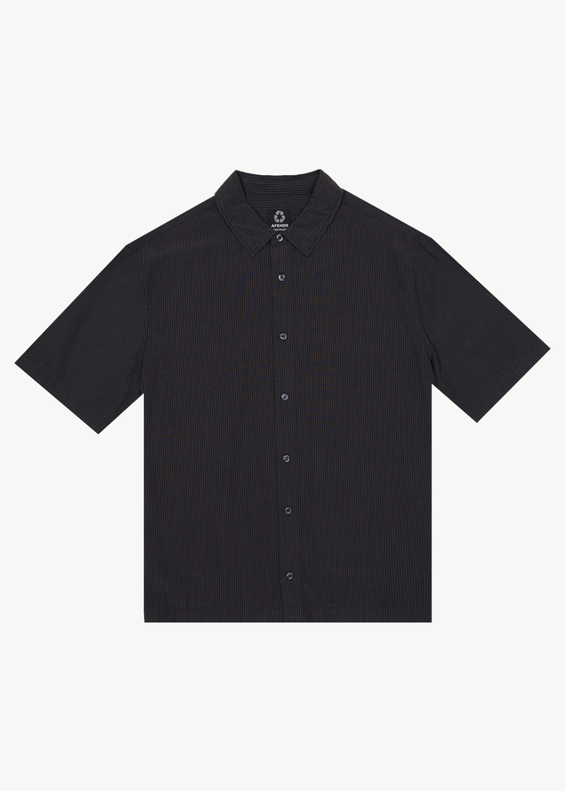 Afends Mens Intergalactic - Recycled Short Sleeve Shirt - Black Stripe