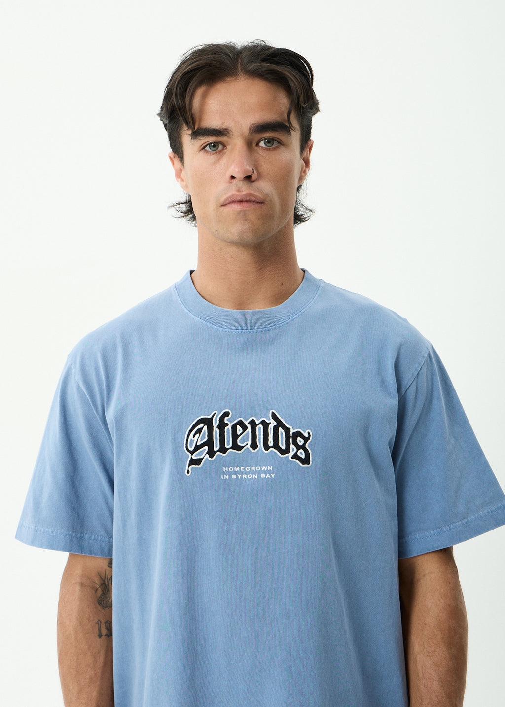 AFENDS Home - Retro Tee - Washed Slate Blue