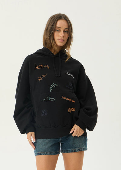 AFENDS Mens Leap - Boxy Pull On Hood - Black