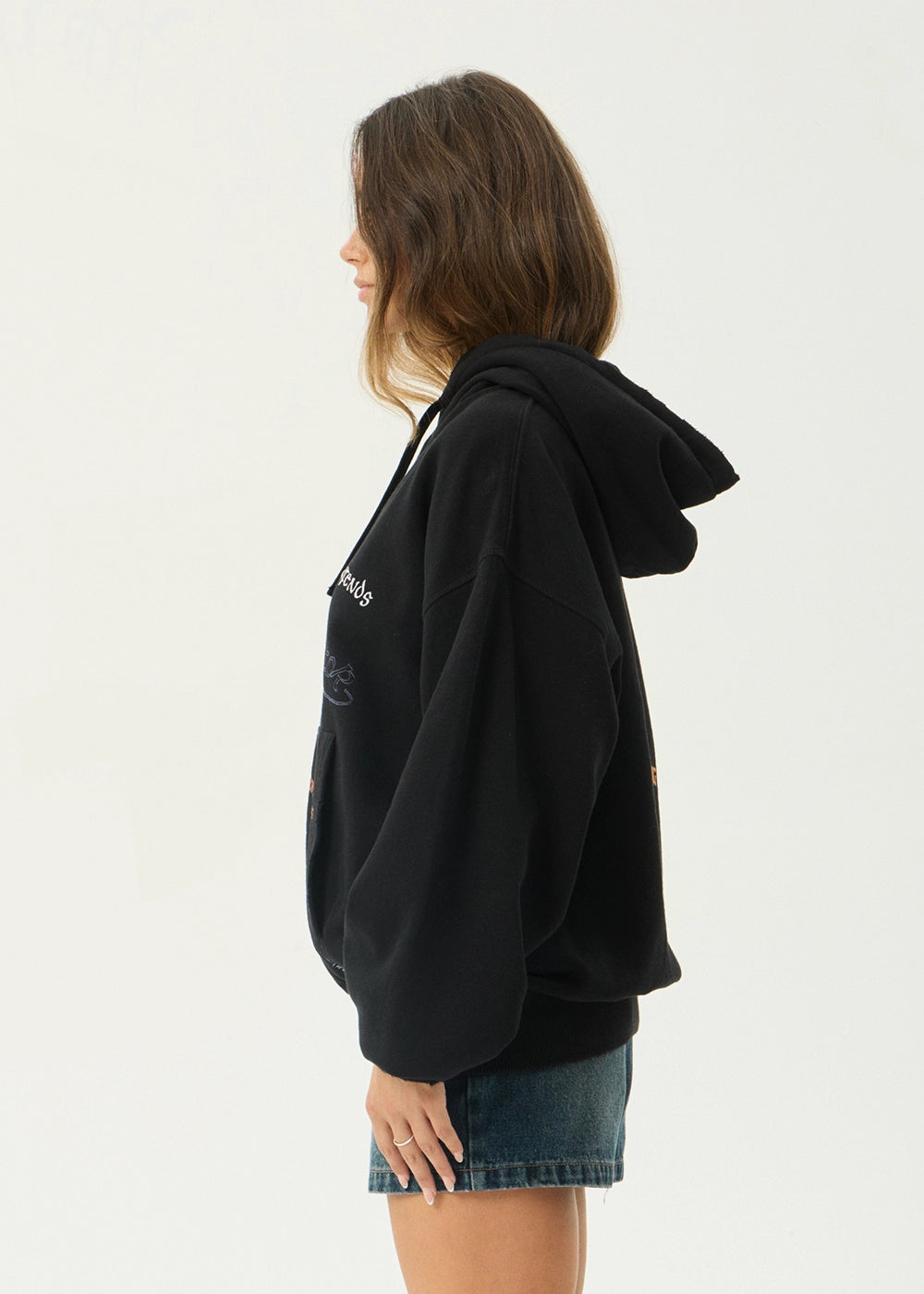 AFENDS Mens Leap - Boxy Pull On Hood - Black