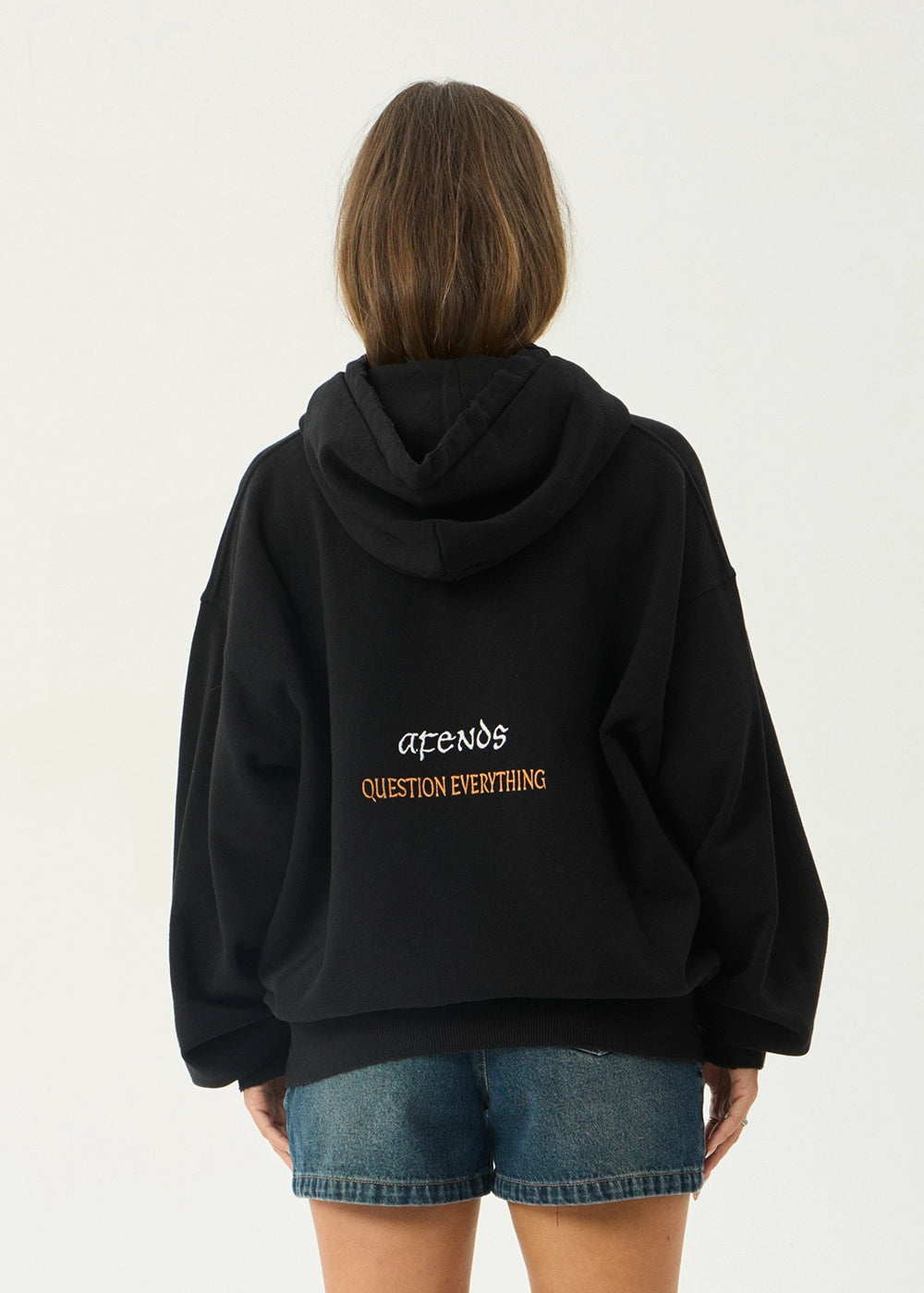 AFENDS Mens Leap - Boxy Pull On Hood - Black