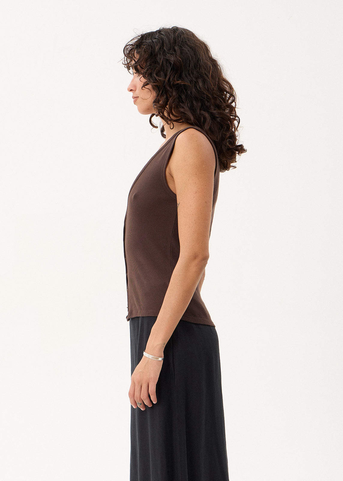 AFENDS Raine - Rib Singlet - Chocolate