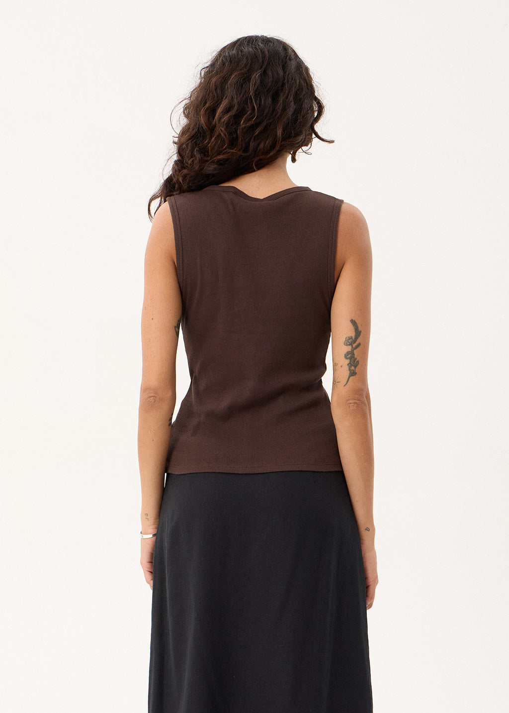 AFENDS Raine - Rib Singlet - Chocolate
