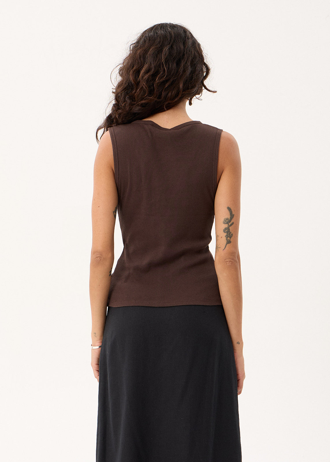 AFENDS Raine - Rib Singlet - Chocolate