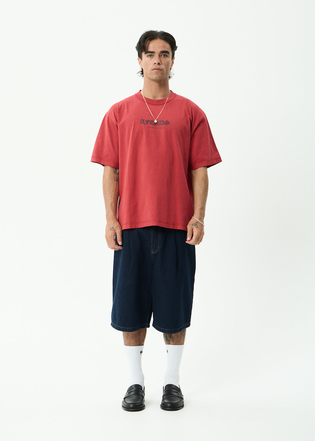 AFENDS Script - Boxy Tee - Vintage Cherry