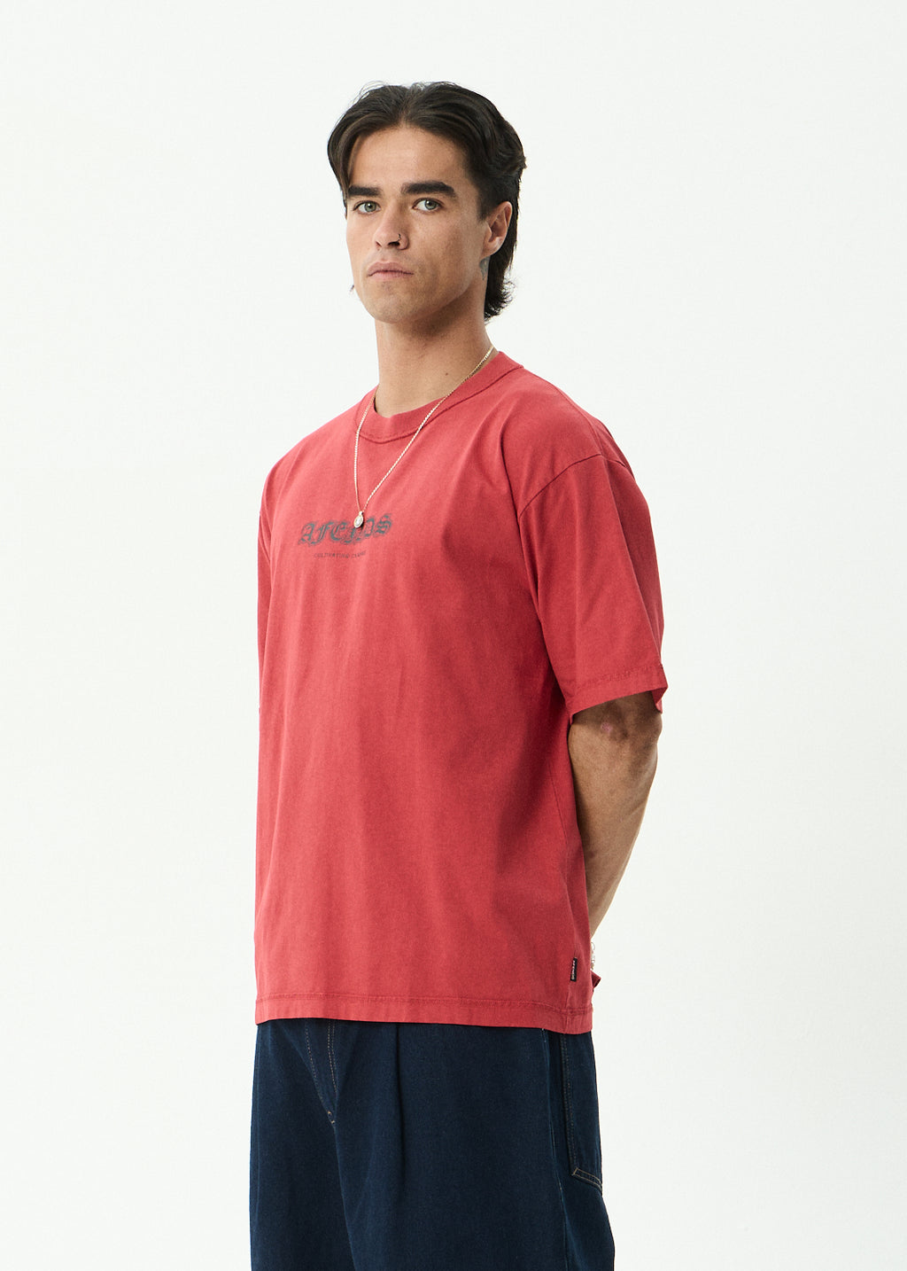 AFENDS Script - Boxy Tee - Vintage Cherry