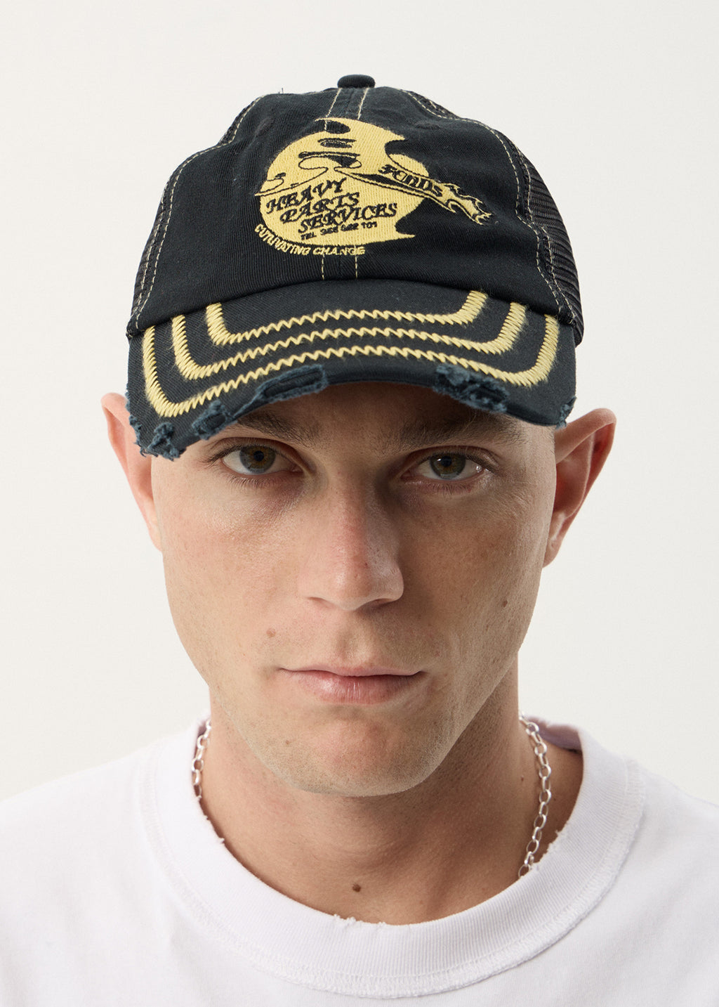 AFENDS Unisex Heavy Parts - Six Panel Mesh Cap - Stone Black