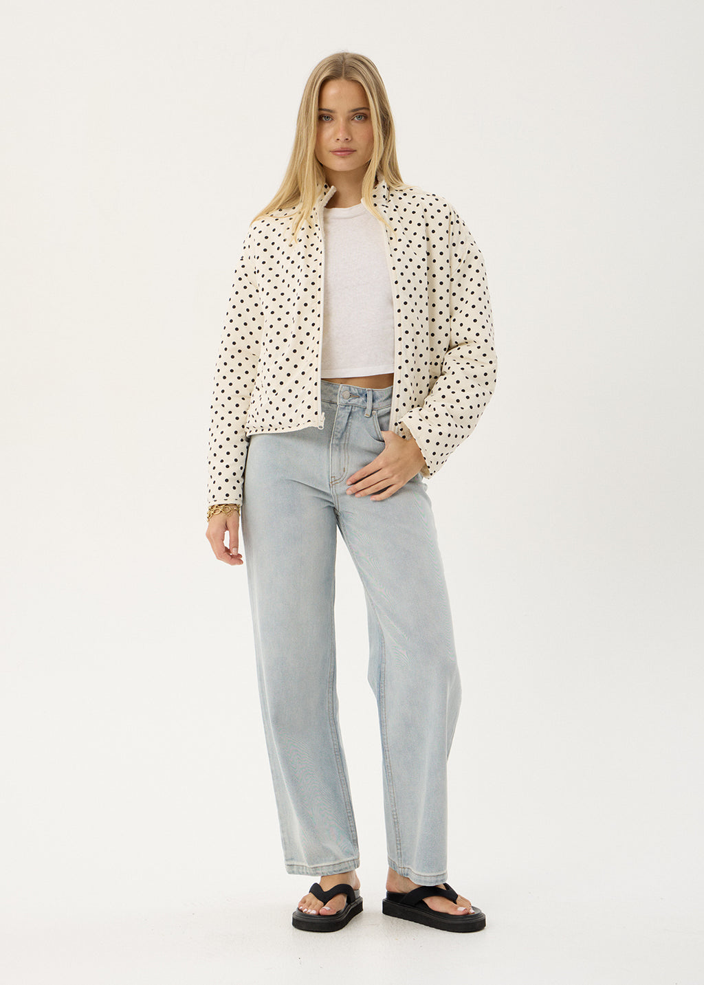 AFENDS Womens Berlin - Reversible Polar Fleece Jacket - Moonbeam