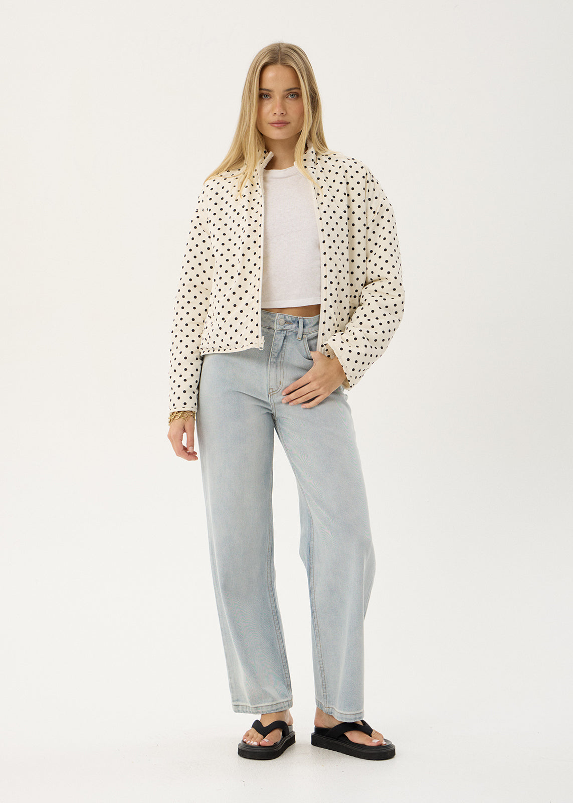 AFENDS Womens Berlin - Reversible Polar Fleece Jacket - Moonbeam