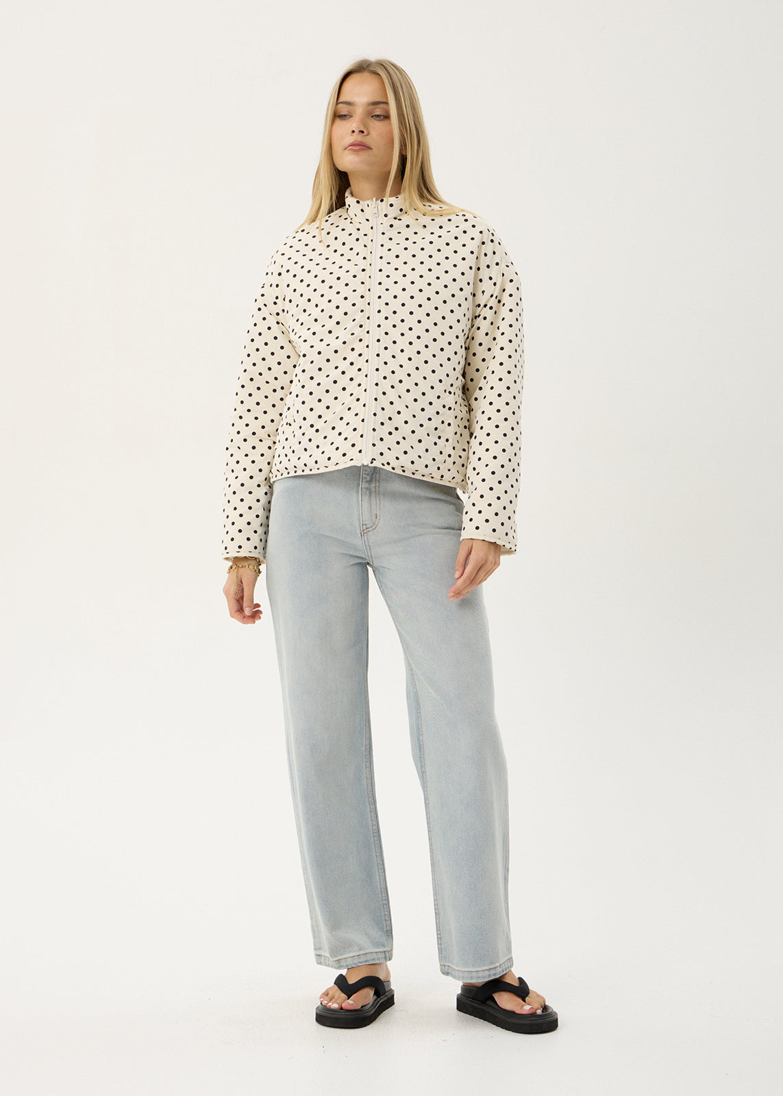 AFENDS Womens Berlin - Reversible Polar Fleece Jacket - Moonbeam