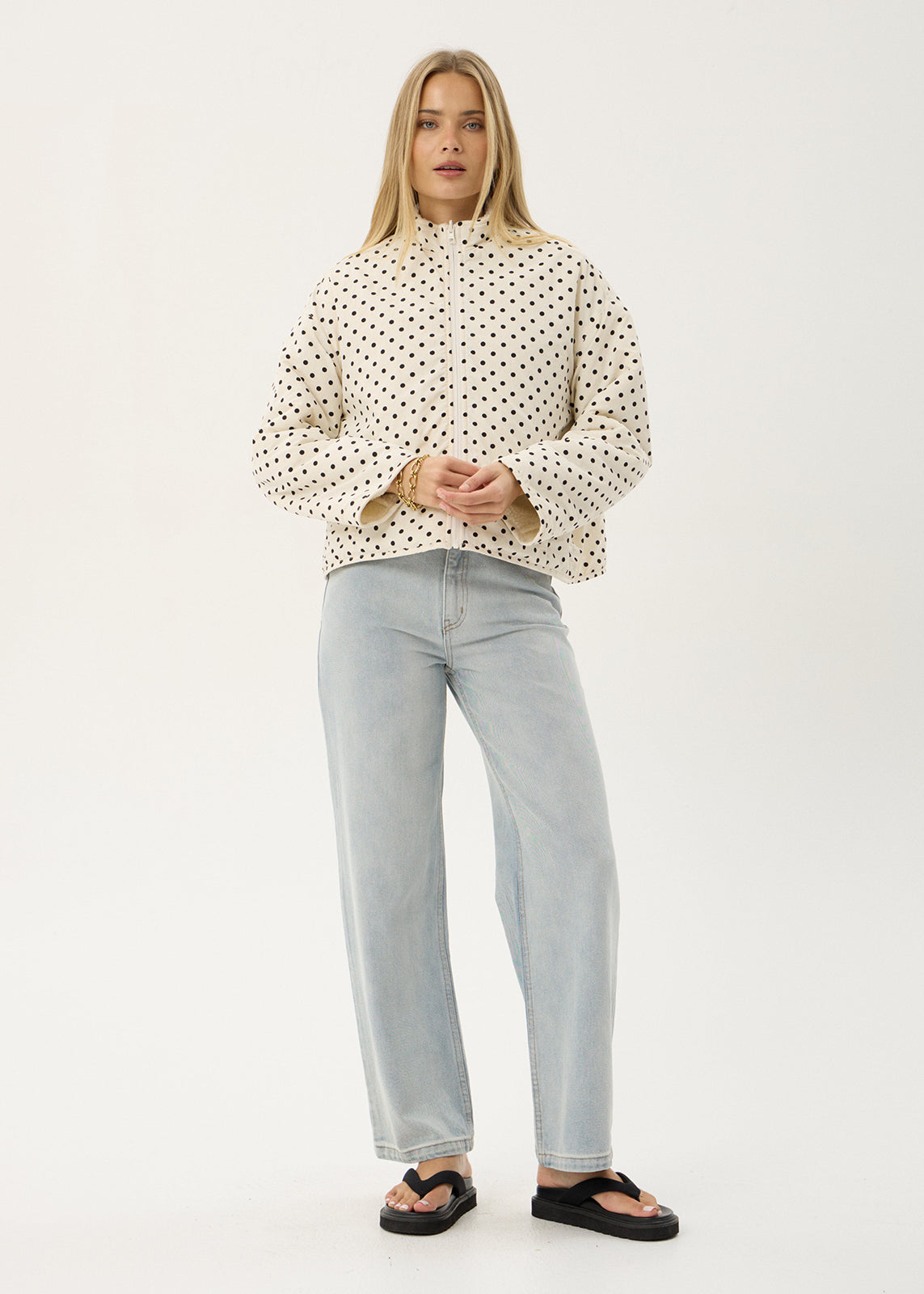 AFENDS Womens Berlin - Reversible Polar Fleece Jacket - Moonbeam