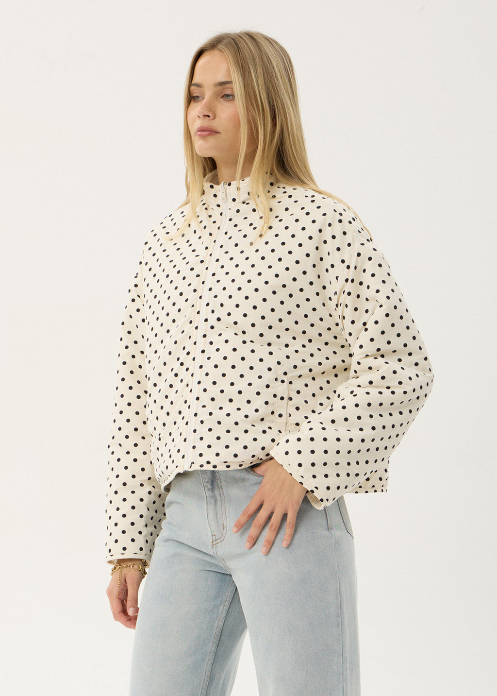 AFENDS Womens Berlin - Reversible Polar Fleece Jacket - Moonbeam
