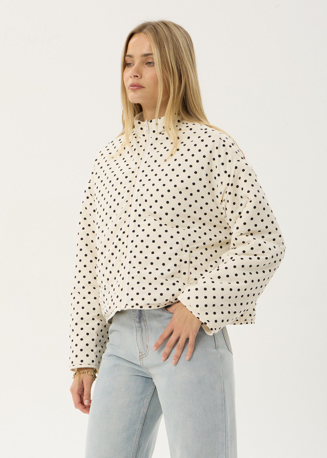 AFENDS Womens Berlin - Reversible Polar Fleece Jacket - Moonbeam