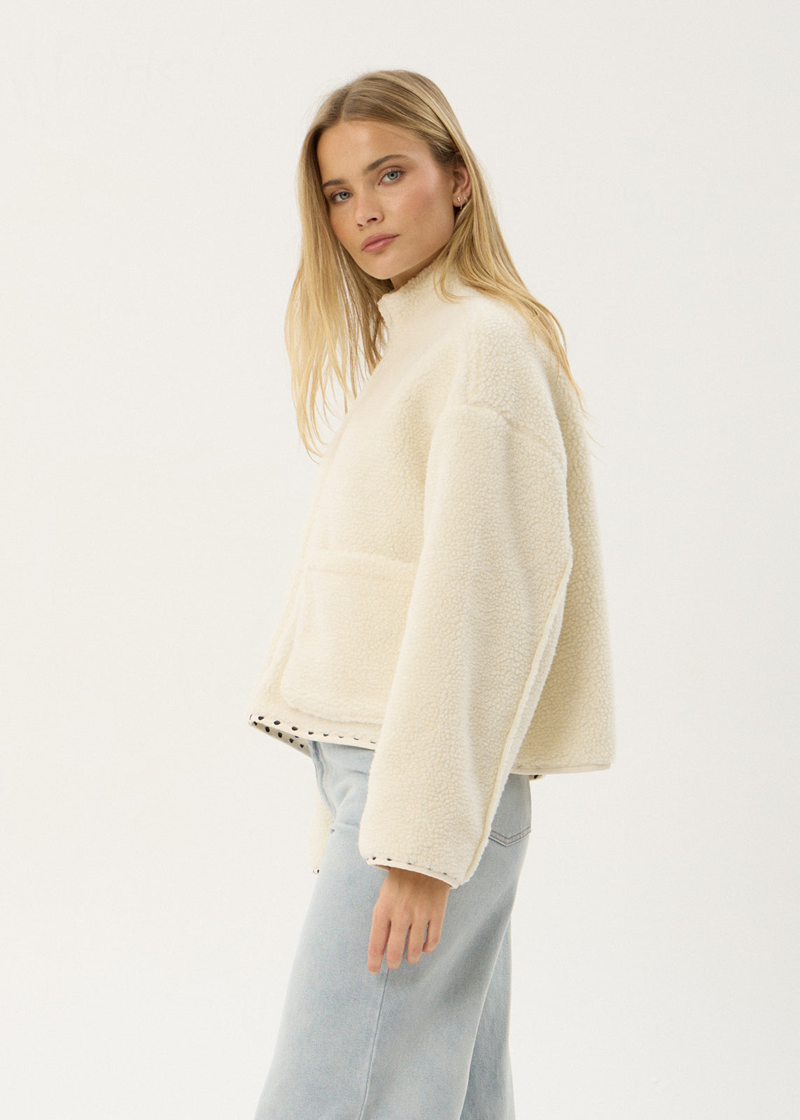 AFENDS Womens Berlin - Reversible Polar Fleece Jacket - Moonbeam