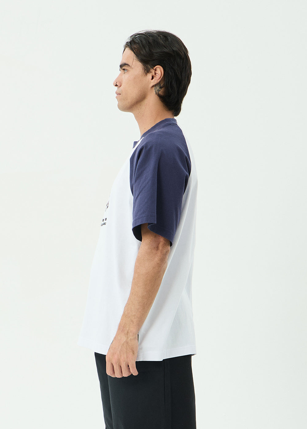 AFENDS Mens Hooked - Heavyweight Raglan Tee - White