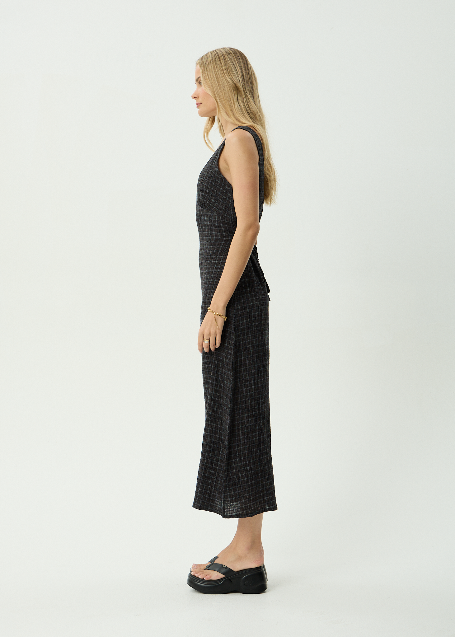 AFENDS Womens Tully - Seersucker Maxi Dress - Dusk Black Check AFENDS Womens Tully - Seersucker Maxi Dress - Dusk Black Check