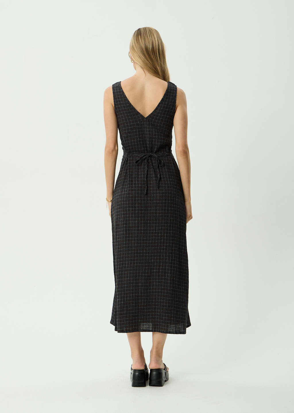 AFENDS Womens Tully - Seersucker Maxi Dress - Black Check
