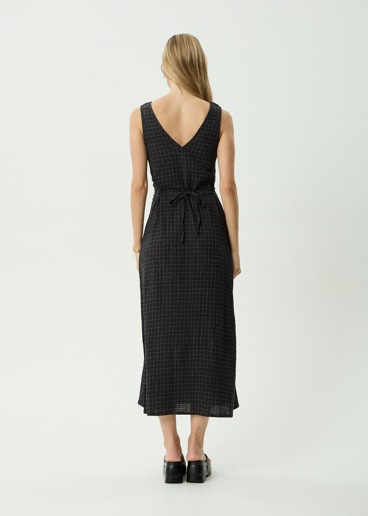 AFENDS Womens Tully - Seersucker Maxi Dress - Black Check
