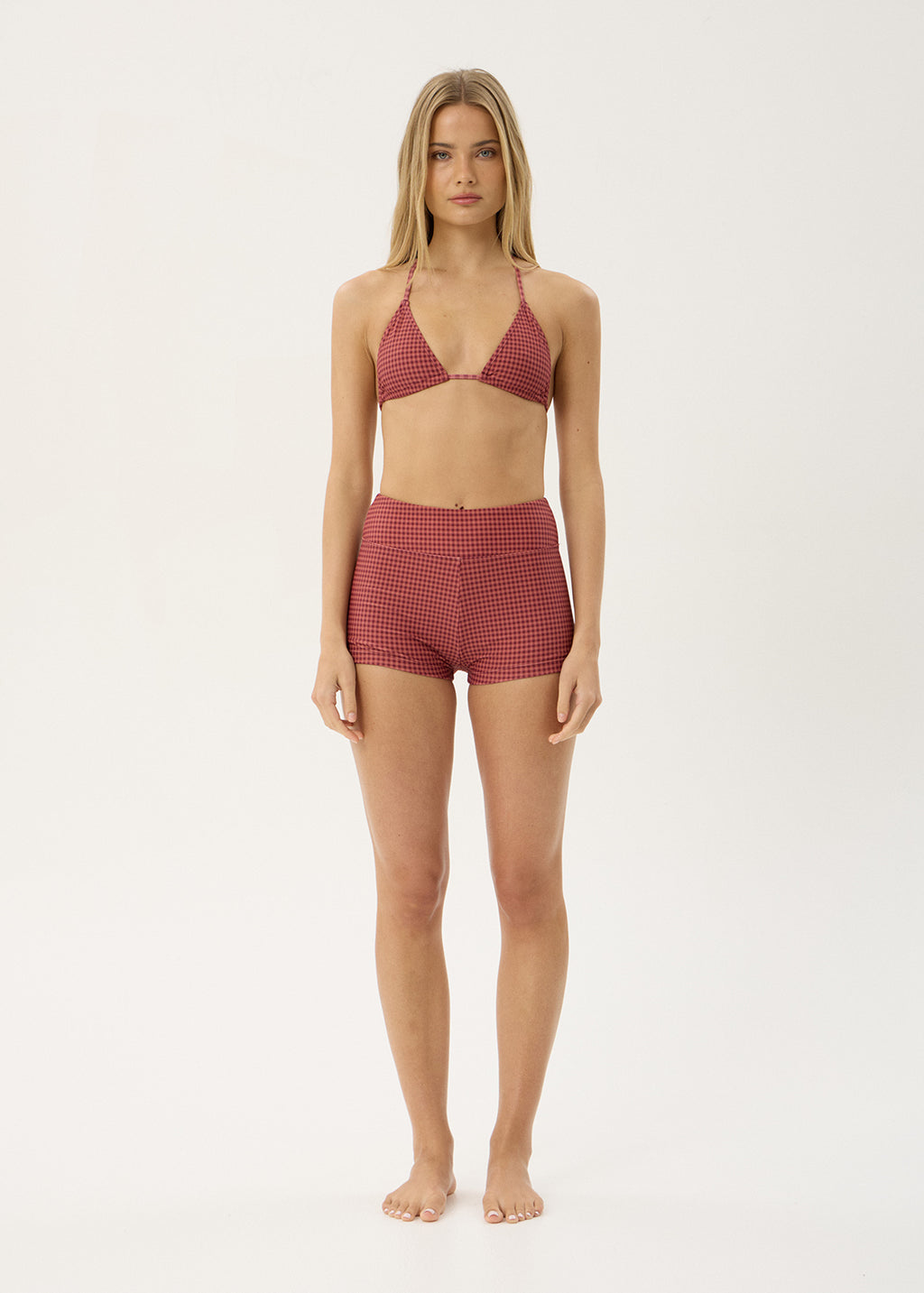 AFENDS Womens Indy - Swim Short - Rose Check