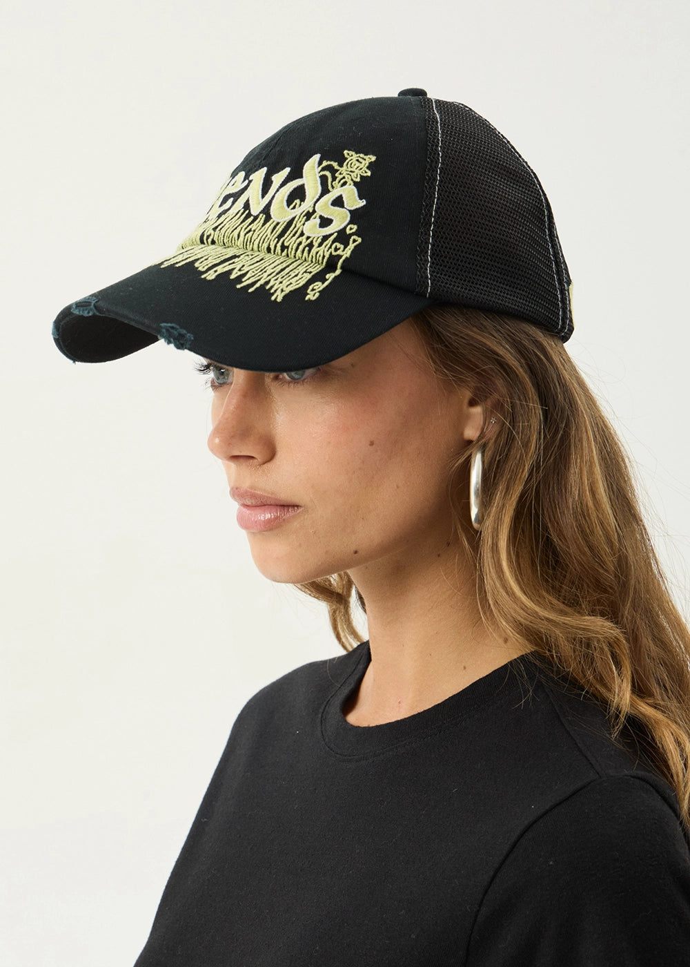 AFENDS Mens Pent-A-Gone - Six Panel Mesh Cap - Stone Black