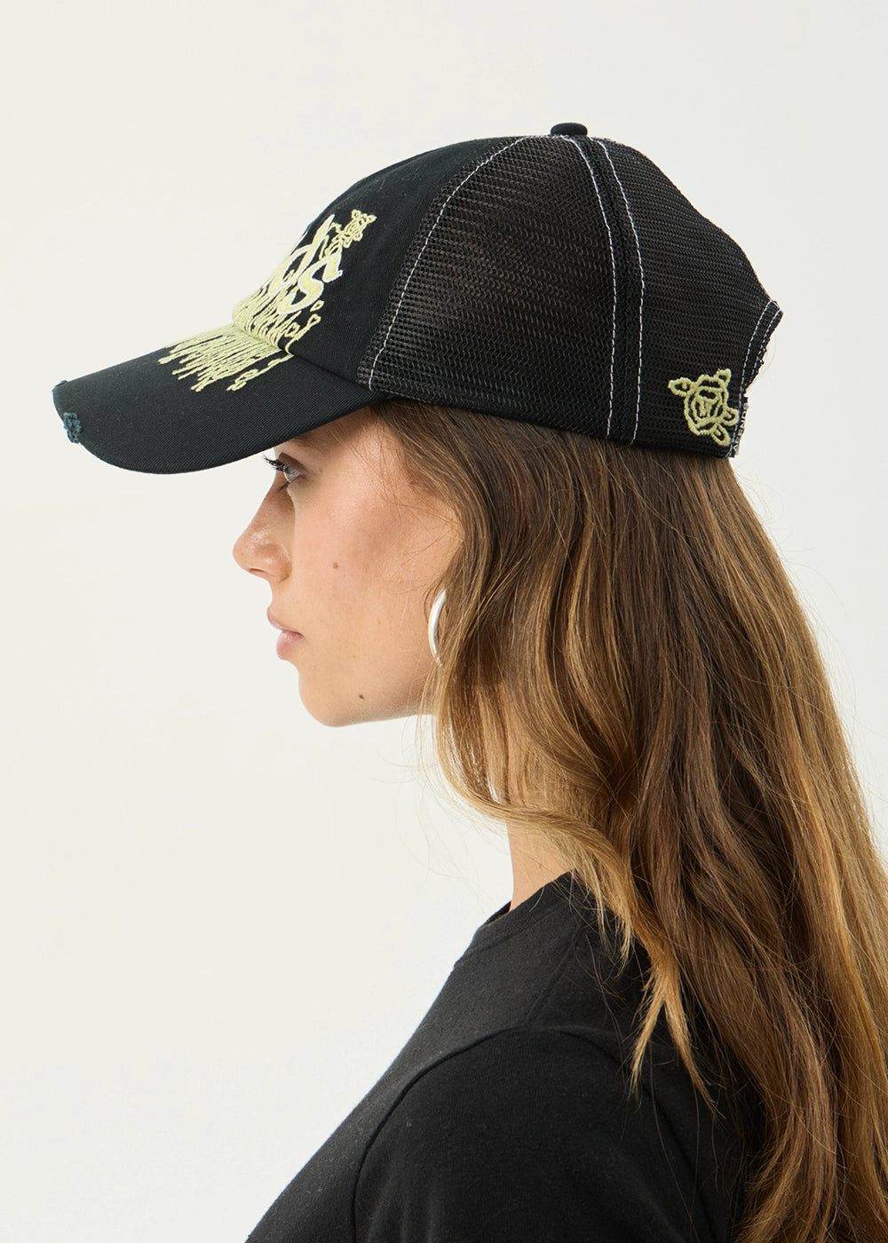 AFENDS Mens Pent-A-Gone - Six Panel Mesh Cap - Stone Black