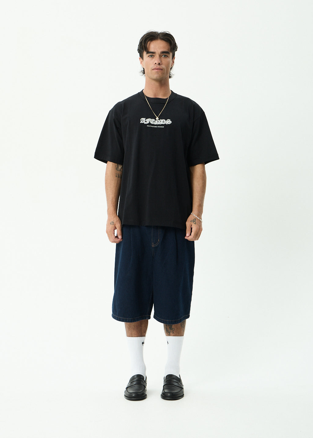 AFENDS Script - Boxy Tee - Black