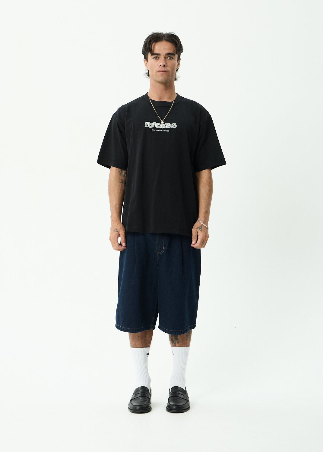 AFENDS Script - Boxy Tee - Black